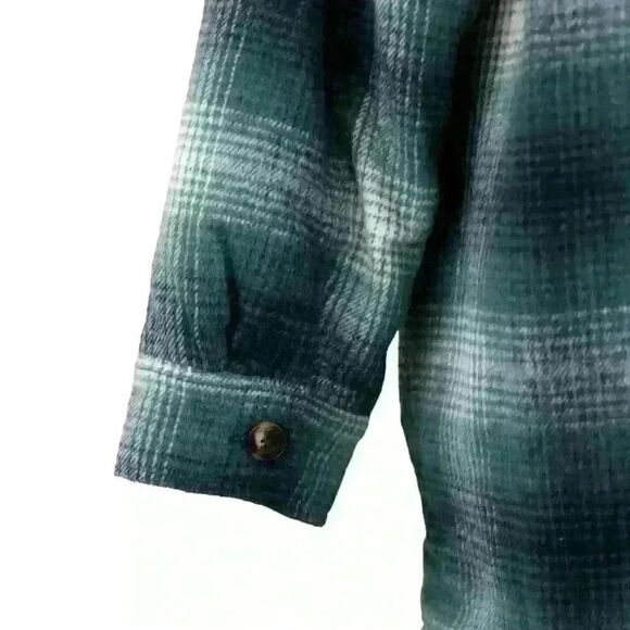 NIA The Brand Topanga Green Plaid Faux-Fur Lined Shacket – Size Large - Picture 7 of 9